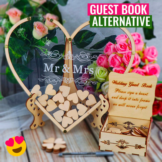 LoveBank - Rustic Heart Shaped Transparent Guest Book