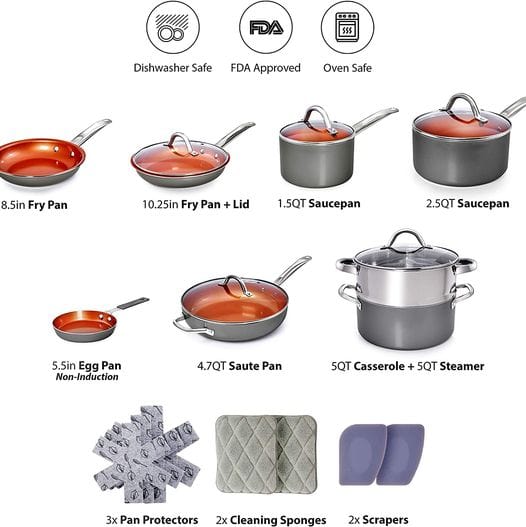 Cookware Copper Pan Set
