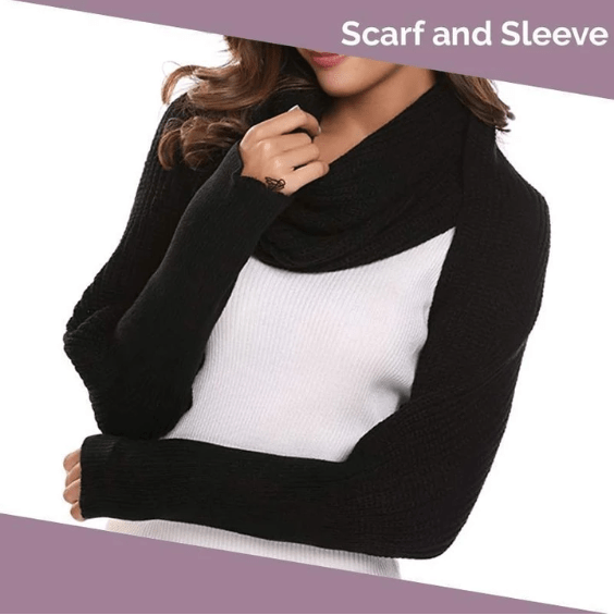 Convertible Knitted Scarf Shawl with Sleeves