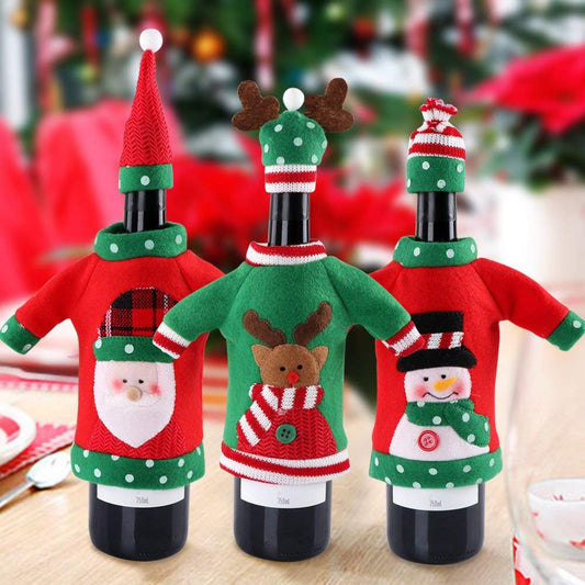 Ugly Sweater Christmas Wine Bottle Cover (3 Sets)