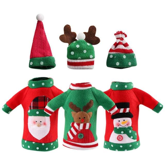 Ugly Sweater Christmas Wine Bottle Cover (3 Sets)