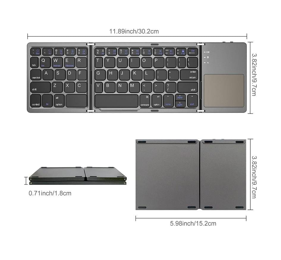 KeyFold - Foldable Wireless Bluetooth Keyboard With Touchpad