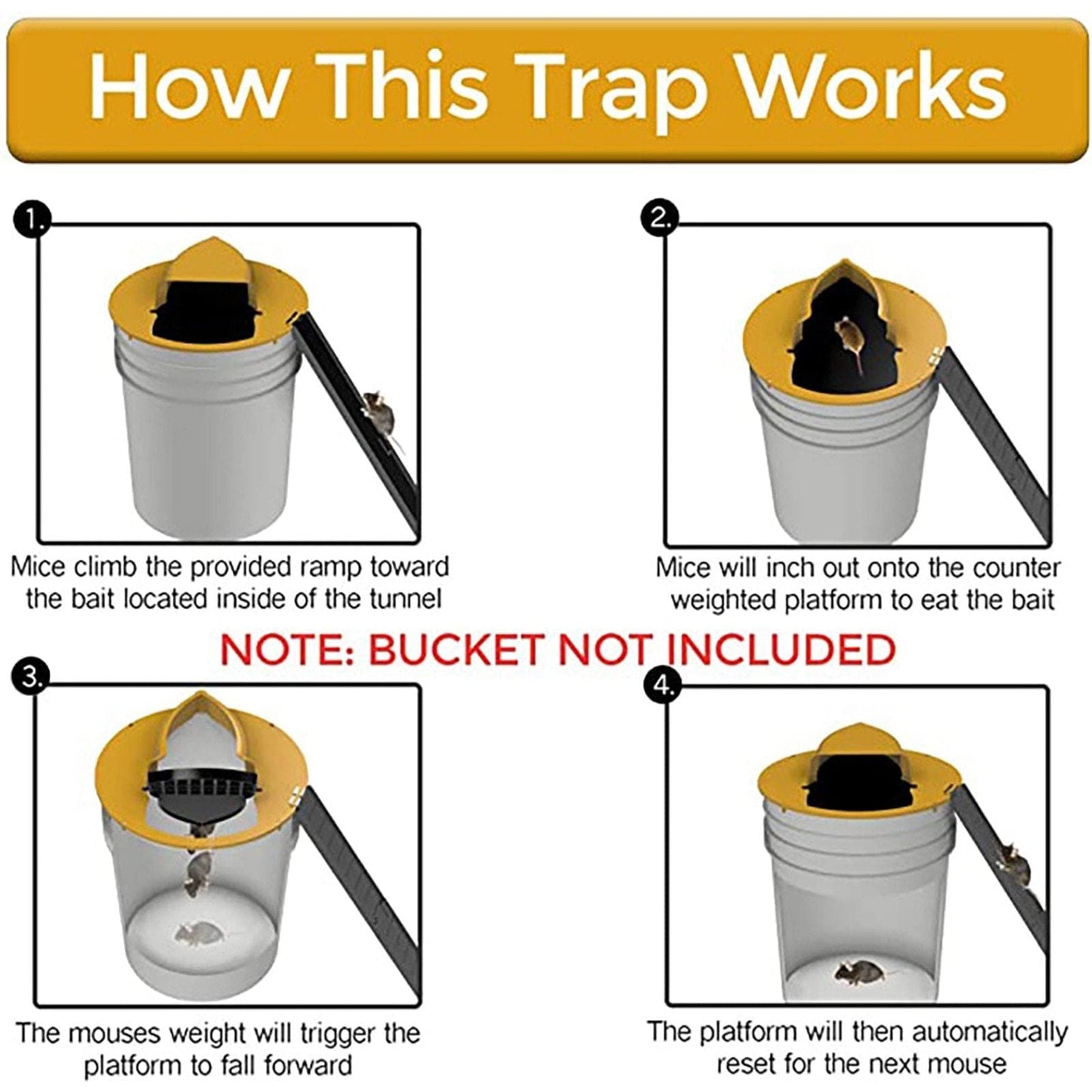 FlipTrap - Flip and Slide Bucket Lid Mouse Trap
